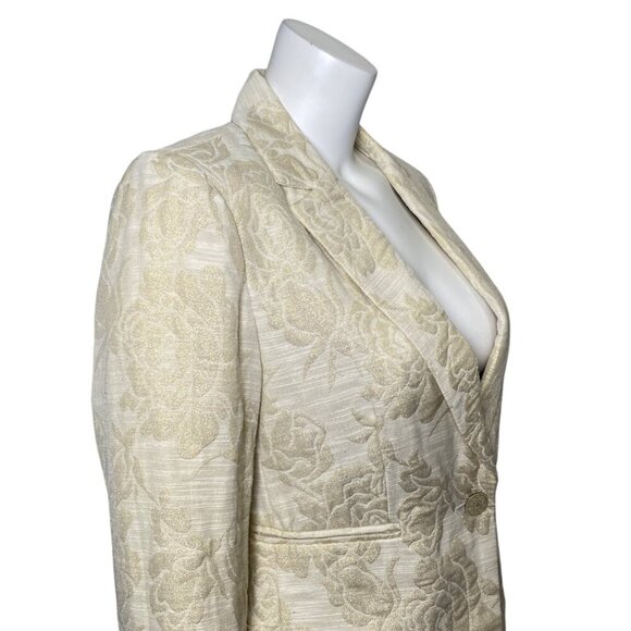 George ME Mark Eisen Blazer Jacket Womens Size 6 Gold Metallic Floral Damask - Picture 4 of 7